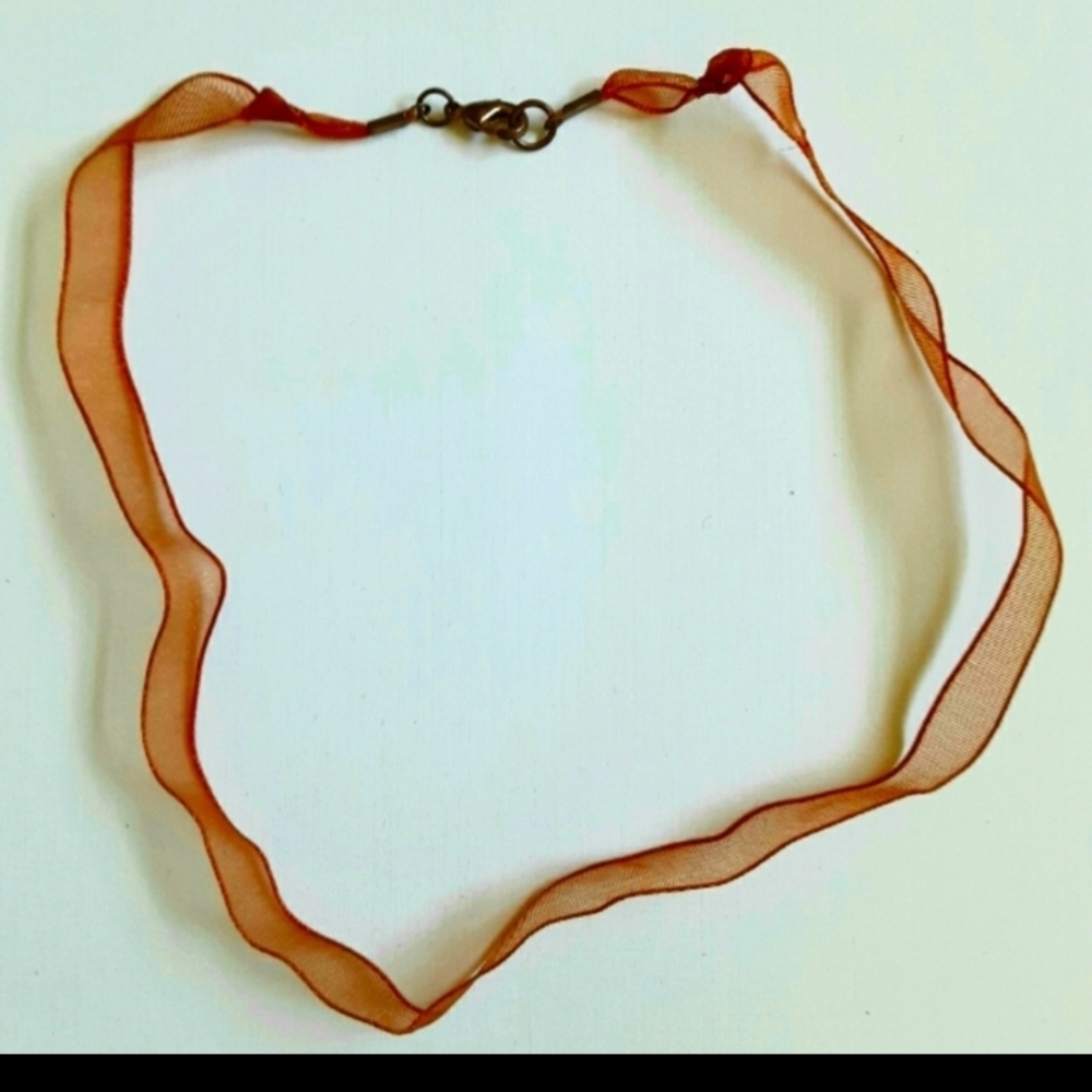 Elegant Orange Ribbon Necklace. Free W $40+ Purchase Bundle